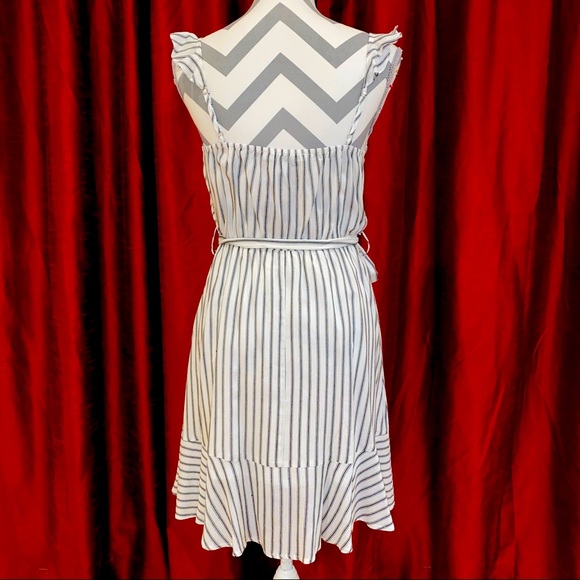 SOLD Navy Striped Ruffle Dress - Picture 3 of 6